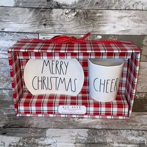 Rae Dunn New Melamine Plate & Cup Set Merry Christmas Cheer